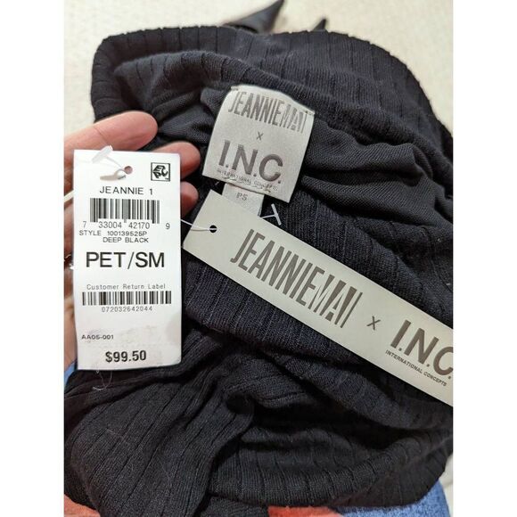 Jeannie Mai x INC Womens Knit Dress Long Sleeve Midi Cowl Neck Black Size PS NWT - Picture 2 of 6